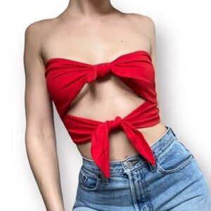 Aritzia Wilfred Satire Tie Front Tube Top in Red